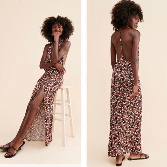 Free People Daria Maxi Dress Halter Black Combo Size XS NWT - Picture 1 of 2